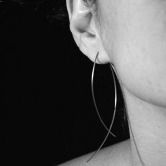 Geometric Wire Minimalist Chic Dangle Earrings - Picture 8 of 8